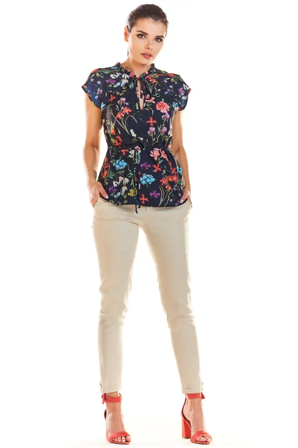 Infinite You Infinite You Woman's Blouse M194 Navy Blue Flowers