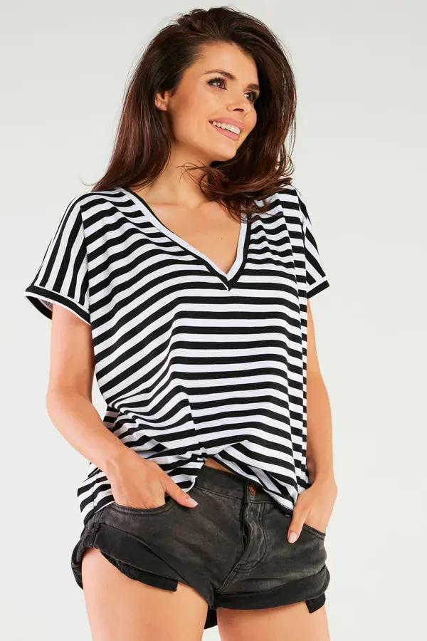 Infinite You Infinite You Woman's Blouse M267 Black Stripes