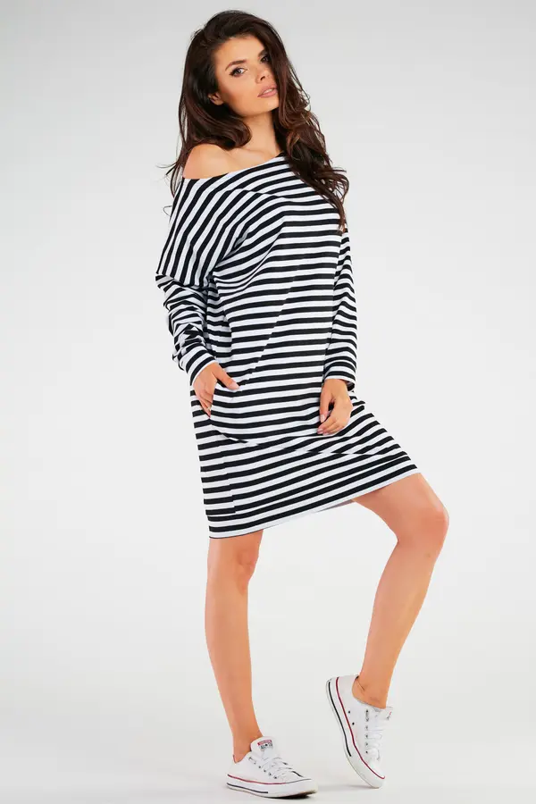 Infinite You Infinite You Woman's Dress M257 Black Stripes