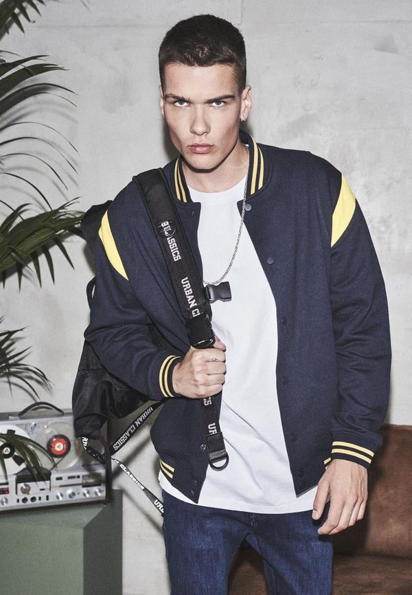 Urban Classics Inset College Sweat Jacket navy/chrome yellow