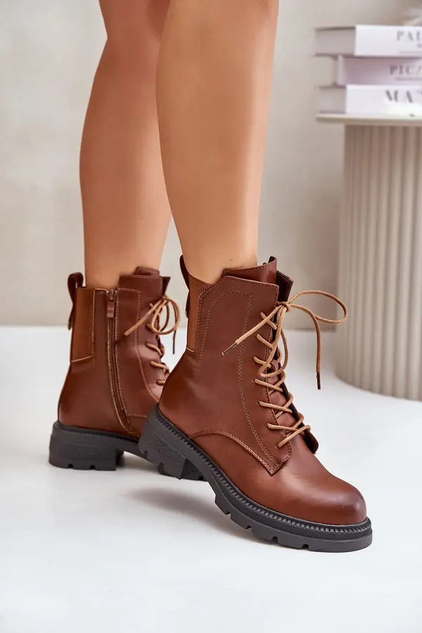Boto Insulated ankle boots Workers with zip brown Leairae