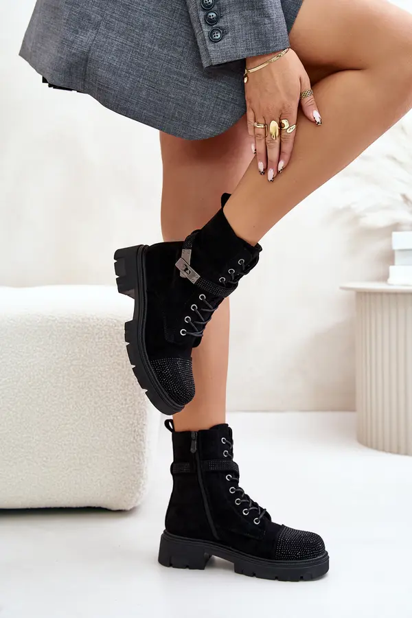 S. BARSKI Insulated Ankle Boots Workery with S.Barski Decoration Black