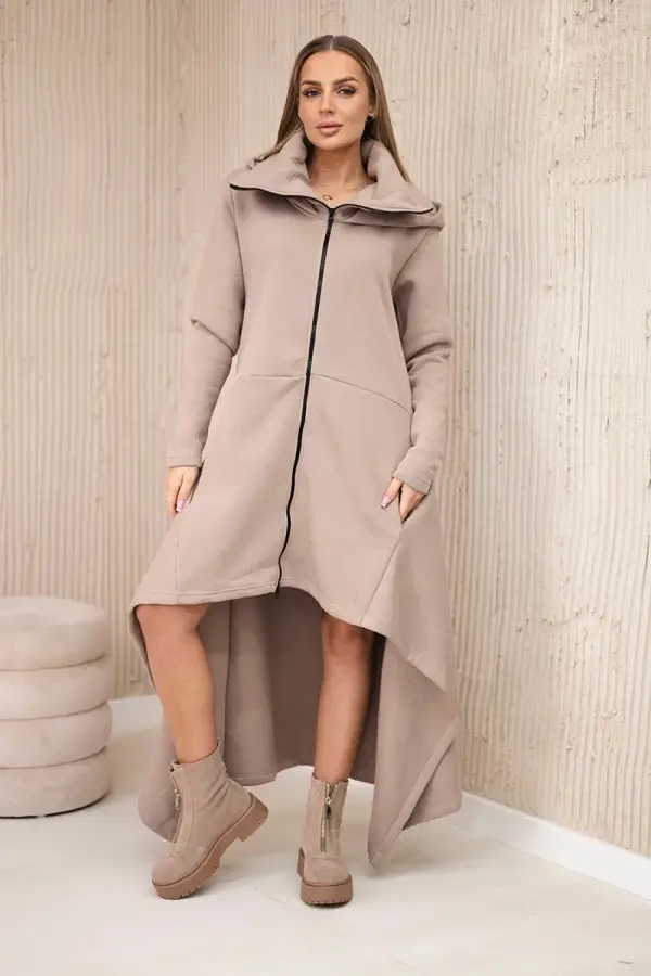 Kesi Insulated dress with longer sides in dark beige color
