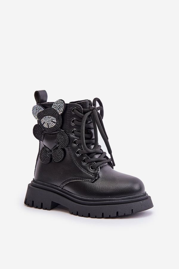 FR1 Insulated girls' ankle boots with fur on zip black Relobia