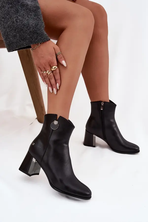 Maciejka Insulated leather ankle boots on heel Maciejka