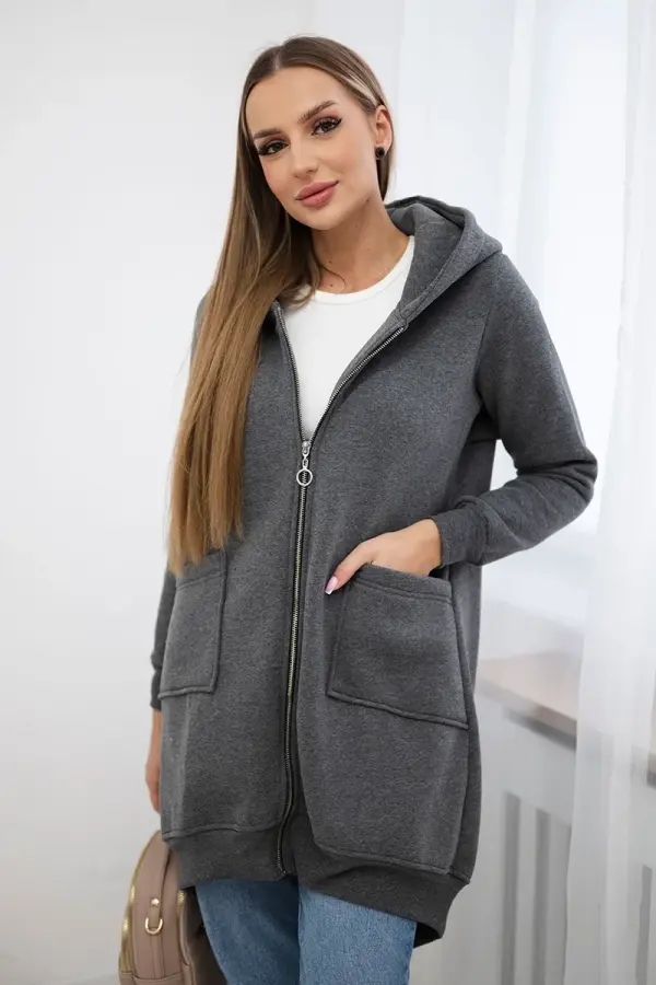 Kesi Insulated sweatshirt with a zipper at the back graphite