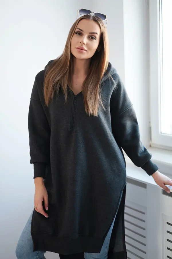 Kesi Insulated sweatshirt with graphite side slits