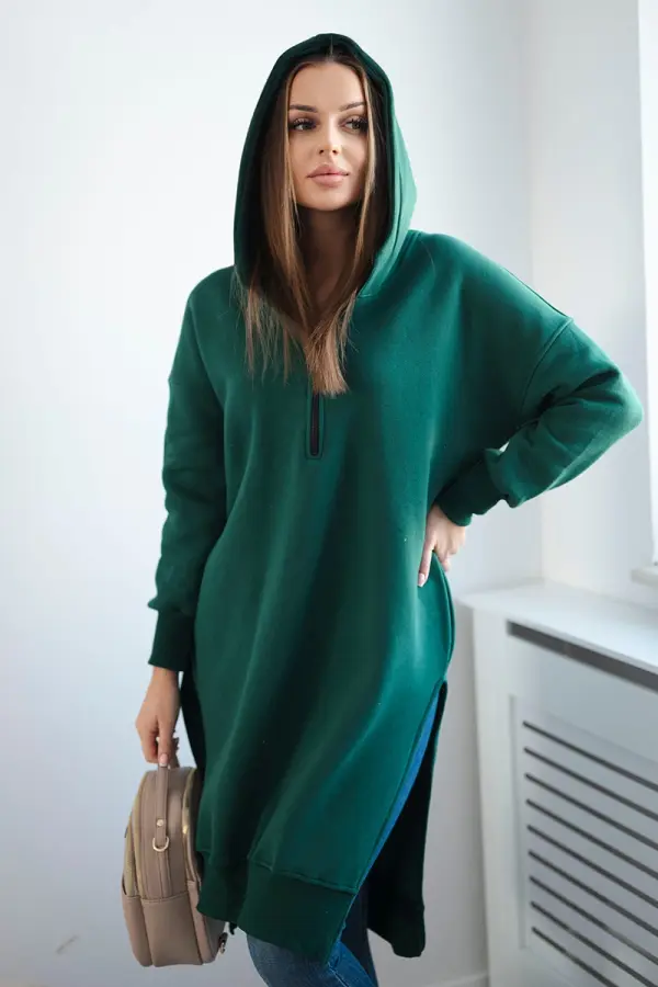 Kesi Insulated sweatshirt with slits on the sides in dark green color