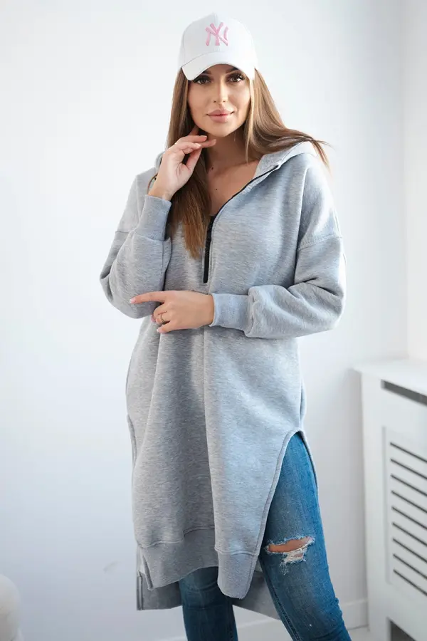 Kesi Insulated sweatshirt with slits on the sides in gray color