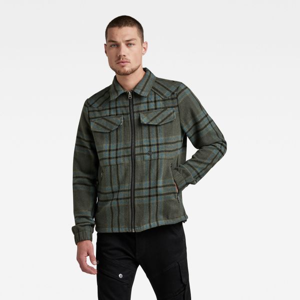 G Star Jacket - G-star Check overshirt jacket green