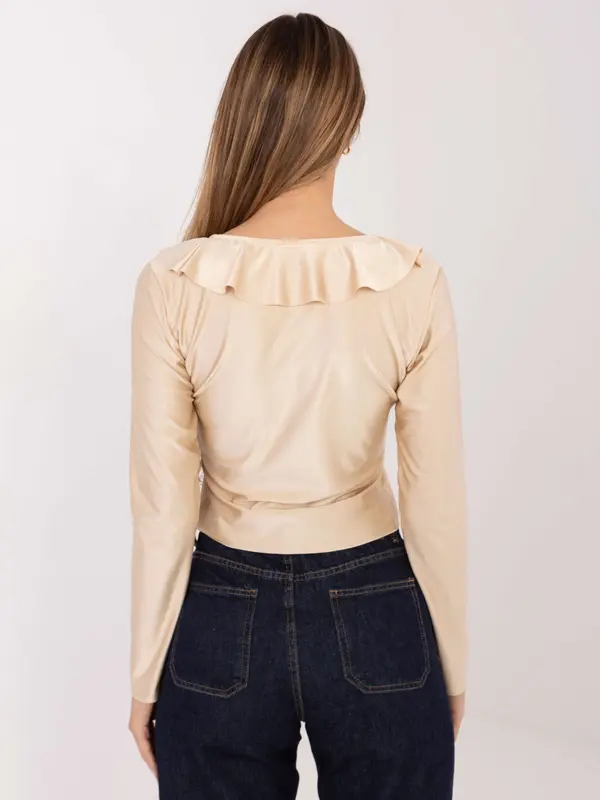 MODA ITALY Jednobojna bež bluza s volanima