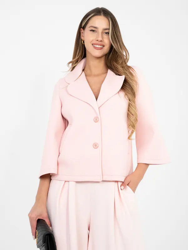 Factory Price Jednoredni pastelno ružičasti trench kaput s ovratnikom