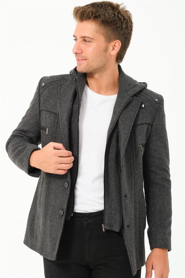 dewberry K7532 DEWBERRY MEN'S COAT-DIAGONAL ANTHRACITE