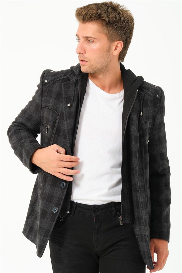 dewberry K7532 DEWBERRY MEN'S COAT-PLAID-BLACK