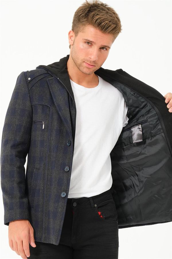 dewberry K7532 DEWBERRY MEN'S COAT-PLAID-NAVY BLUE