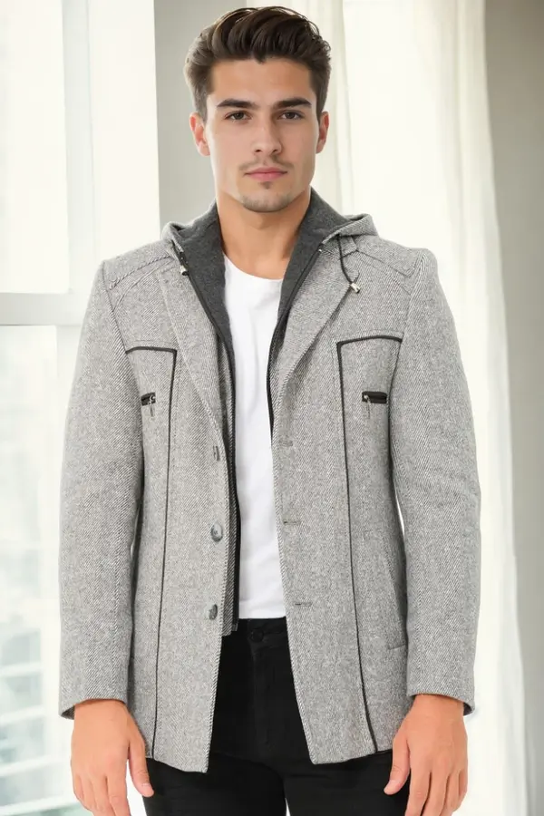 dewberry K9532 DEWBERRY MEN'S COAT-DIAGONAL GREY
