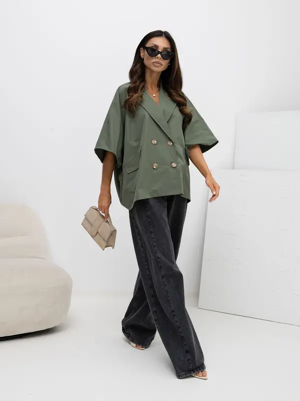 RUE PARIS Kaki preveliki trench kaput Rue Paris
