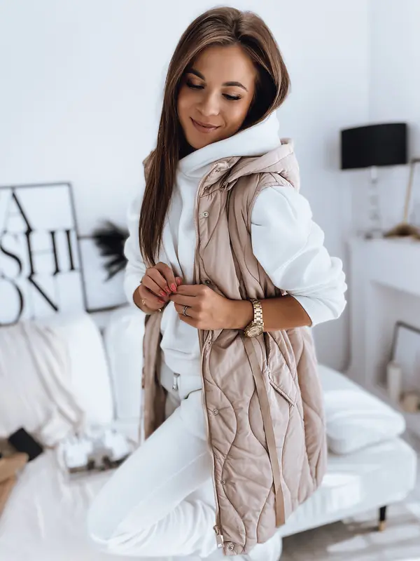 DStreet Kamizelka damska pikowana WELIA beżowa Dstreet