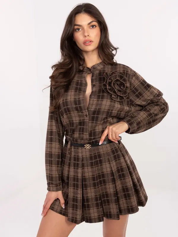 MODA ITALY Karirana mini suknja s remenom