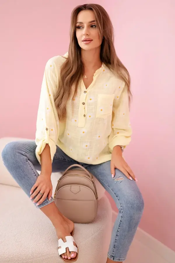Kesi Włoski Kesi lanena bluza s cvjetnim uzorkom, žuta