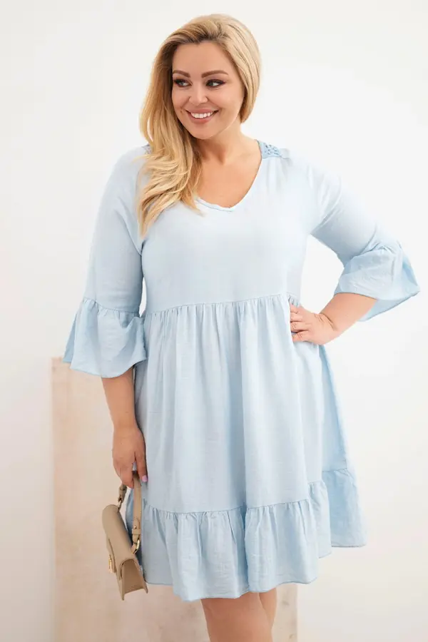 Kesi Włoski Kesi plava plus size haljina s otvorenom čipkom