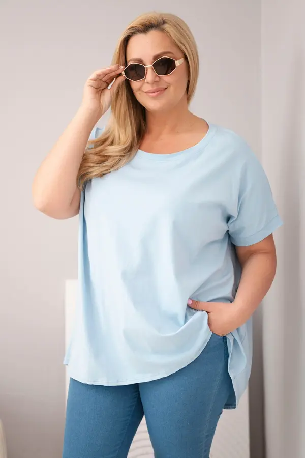 Kesi Włoski Kesi Plus Size bluza s kratkim rukavima plave boje