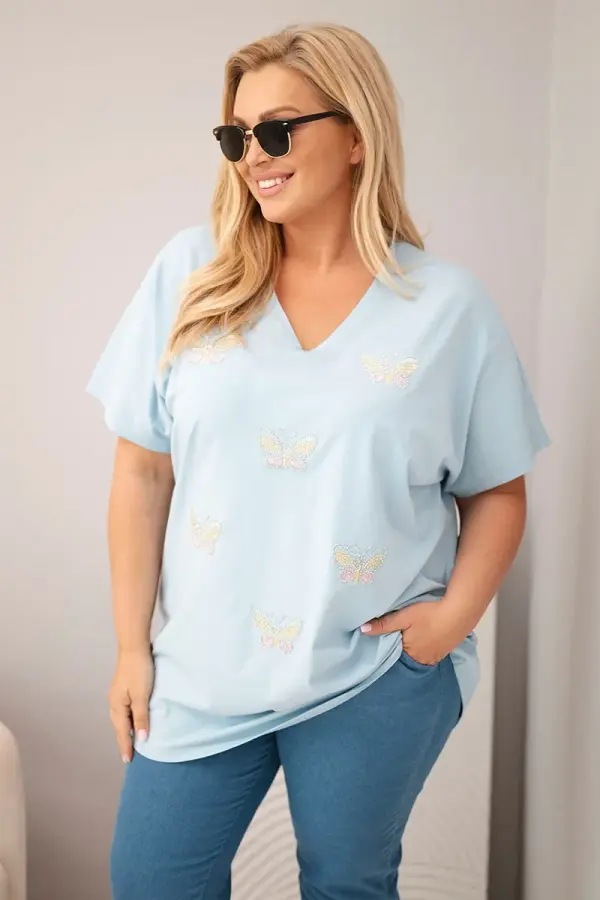 Kesi Kesi plus size bluza s plavim leptirima