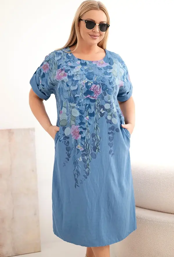 Kesi Włoski Kesi plus size haljina s kratkim rukavima i bočnim prorezima