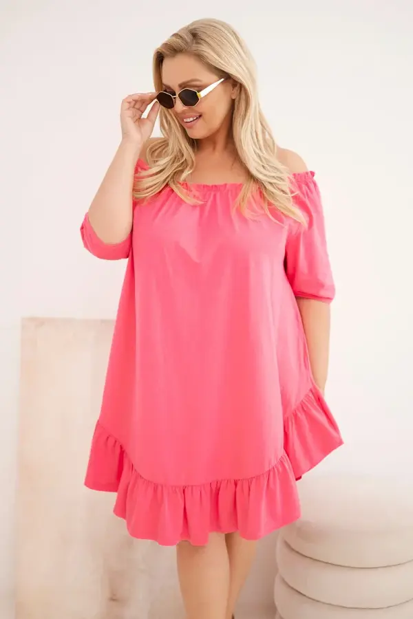 Kesi Kesi plus size haljina s volanima ružičaste boje