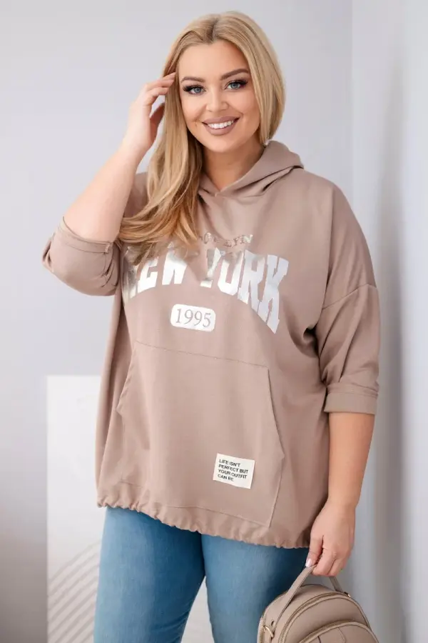 Kesi Włoski Kesi plus size majica s uzorkom klokana