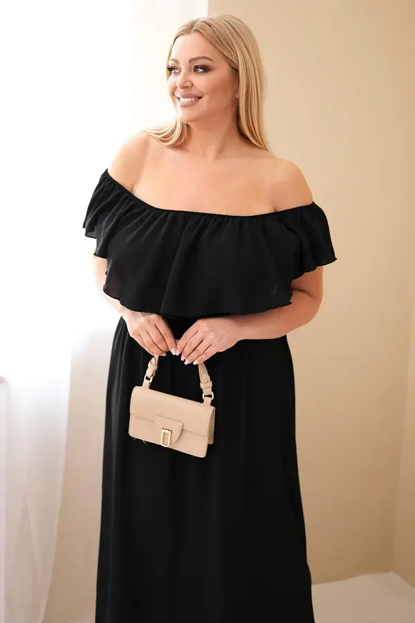 Kesi Włoski Kesi Plus Size maxi haljina s volanima, crna