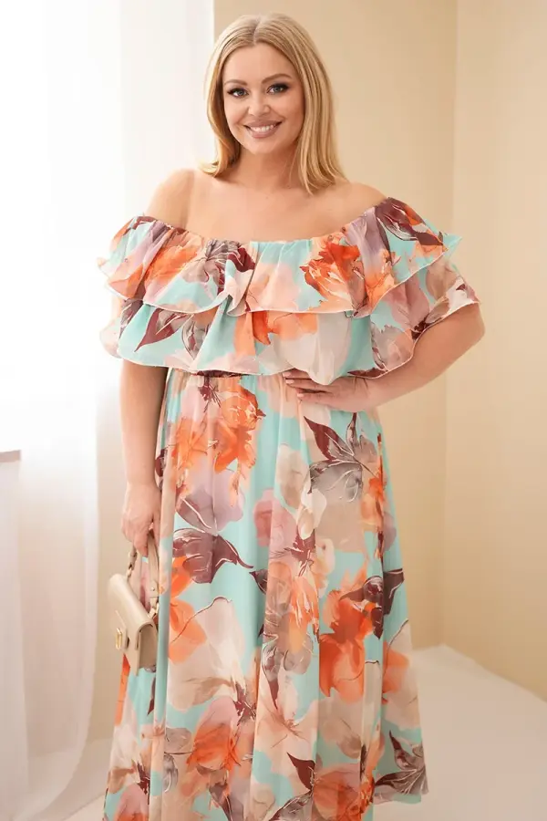 Kesi Włoski Kesi Plus Size maxi haljina s volanima mint zelene boje