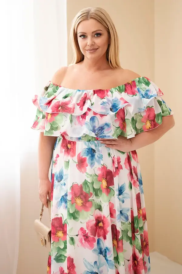 Kesi Włoski Kesi plus size maxi haljina s volanima