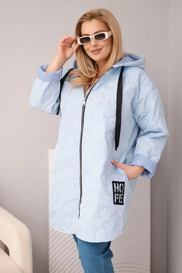 Kesi Włoski Kesi Plus Size prošivena jakna s kapuljačom HOPE plava