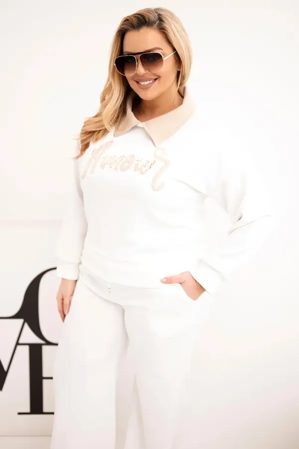 Kesi Włoski Kesi plus size set s ovratnikom i širokim hlačama