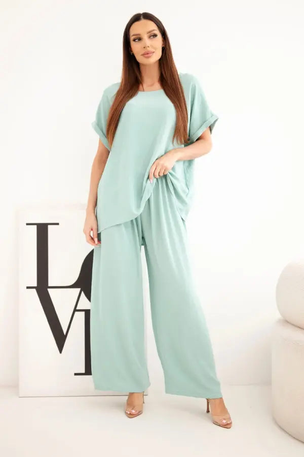 Kesi Włoski Kesi Plus Size ženska bluza i hlače, tamno smeđa