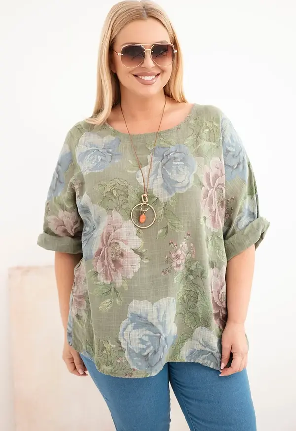 Kesi Włoski Kesi plus size ženska bluza s cvjetnim uzorkom