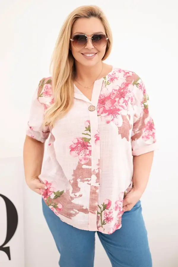Kesi Włoski Kesi plus size ženska bluza s cvjetnim uzorkom
