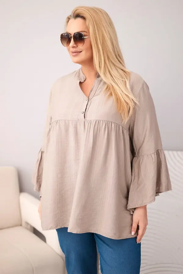 Kesi Włoski Kesi Plus size ženska bluza s volanima na rukavima