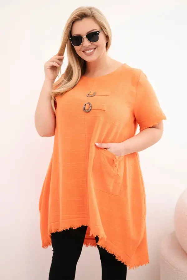 Kesi Włoski Kesi plus size ženska haljina s dužim leđima, narančasta