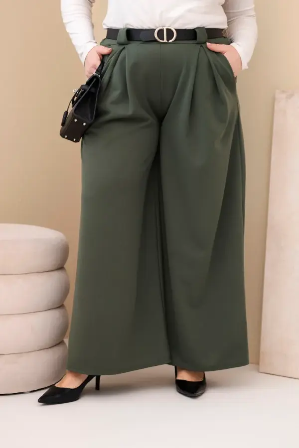 Kesi Włoski Kesi Plus Size ženske hlače s remenom