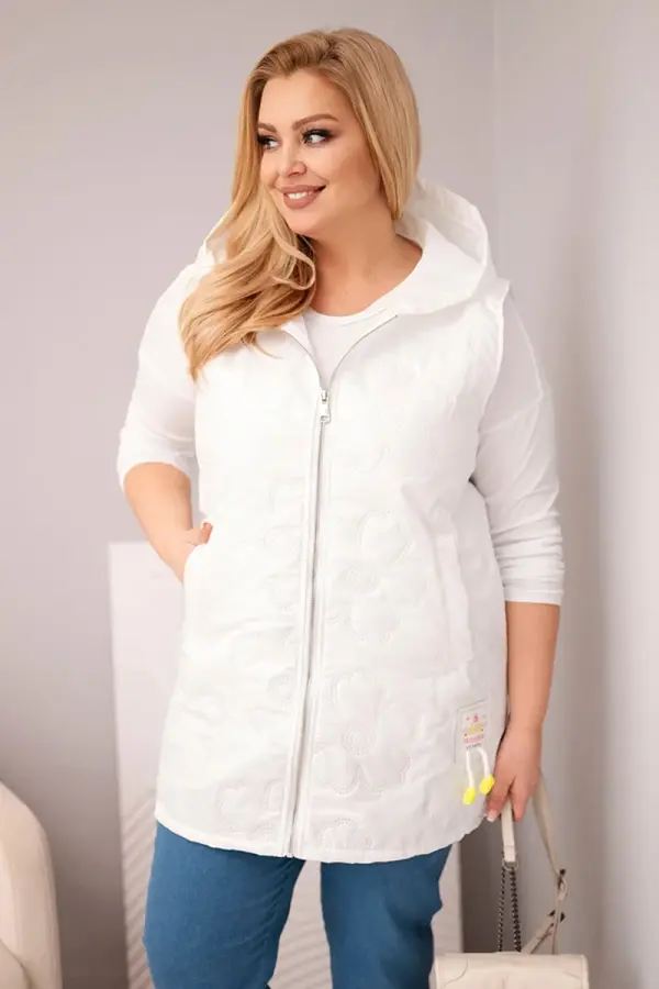Kesi Włoski Kesi Plus Size ženski prsluk s kapuljačom, bijeli