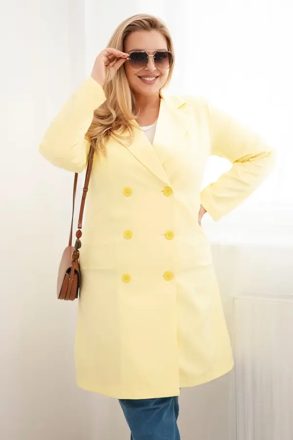 Kesi Włoski Kesi Plus Size žuti kaput s dvostrukim kopčanjem