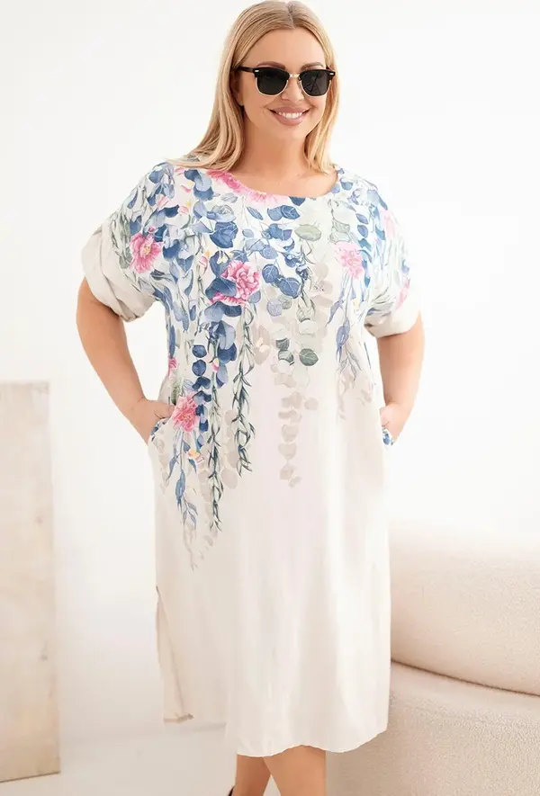 Kesi Włoski Kesi talijanska plus size haljina s kratkim rukavima