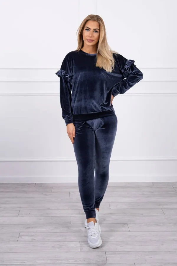 Kesi Kesi Velor set with frills graphite