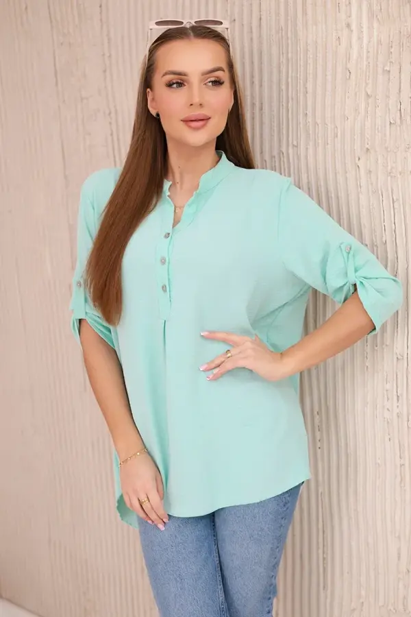 Kesi Włoski Kesi Włoski Blouse with a longer back dark mint
