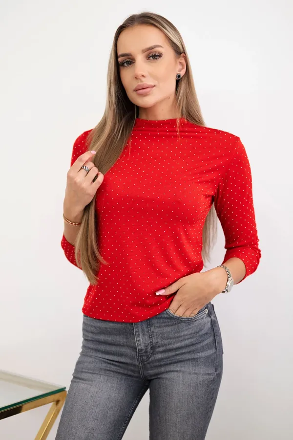 Kesi Włoski Kesi Włoski Blouse with decorative rhinestones red