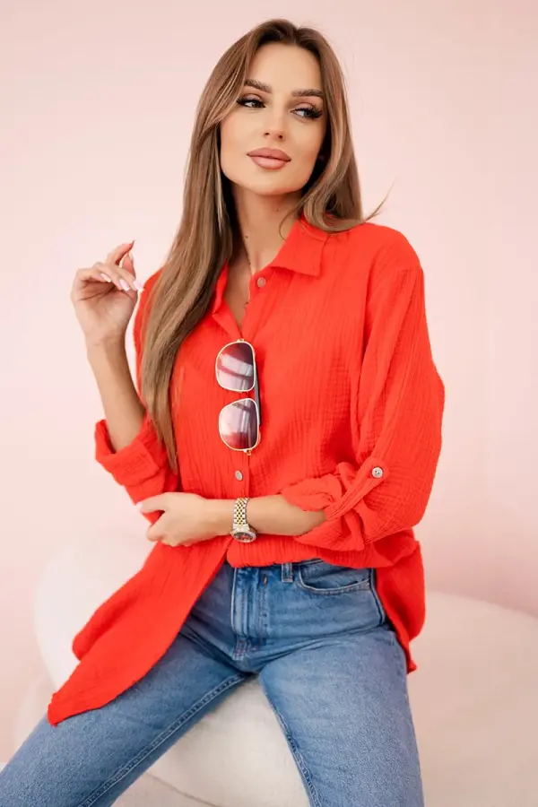 Kesi Włoski Kesi Włoski Cotton muslin shirt oversize red