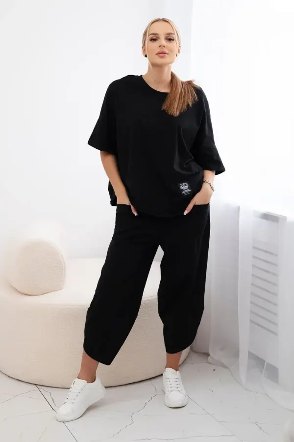 Kesi Włoski Kesi Włoski Cotton set blouse + trousers black
