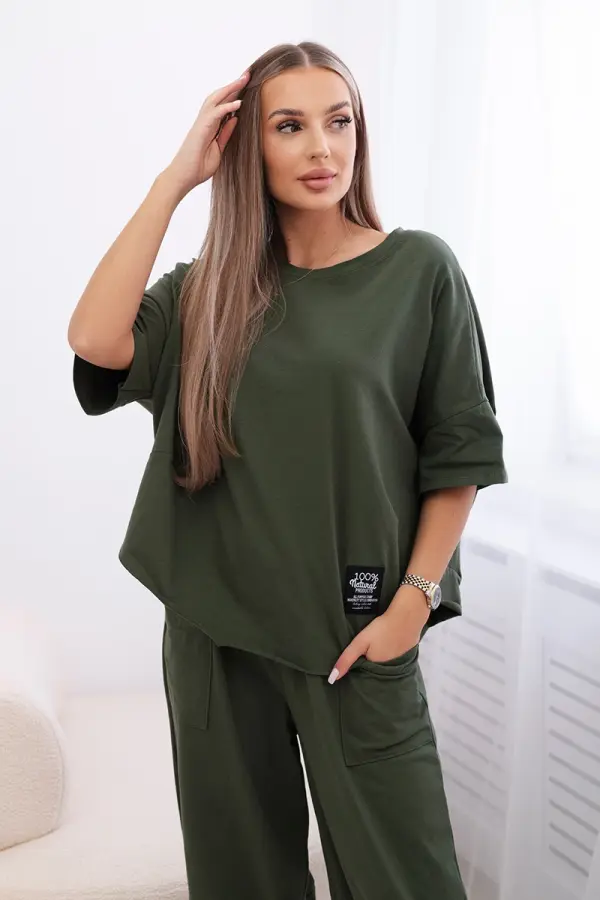 Kesi Włoski Kesi Włoski Cotton set blouse + trousers light denim